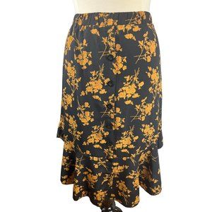 SHEIN GORGLITTER Floral Print Front Button Down Midi Skirt, Women's Size Small